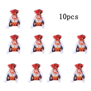 10pcs  Christmas Drawstring Gift Bag Party Children Kid Candy Gift Bag Aluminum Foil Box Happy New Year Xmas Eve 2026