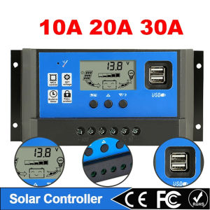 Original 30A PWM Solar Charge Controller 12V/24V Bat Regulator Solar Panel Controller LCD Display with Dual USB Port