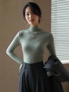 miiow | MiiOW Modal Half High Collar Slim Fit Long Sleeve Thin Base Shirt Womens Autumn Winter Warm Top Fashionable Inner Wear