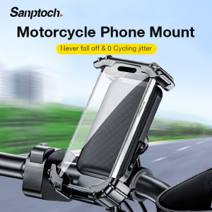 Sanptoch Motorcycle Phone Mount For Handlebar Adjustable Bicycle Phone Holder For iPhone Samsung and More 4.7-6.8 inch Smartphones Bike Accessories