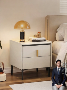 Marble Cream Style Modern Minimalist Nightstand