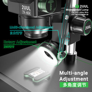 2UUL MS96 Microscope Ring Light 3W for CPU Jump Wire Repair Adjustable Brightness & Multi-Angle Anti-Glare 7X-60X Compatible