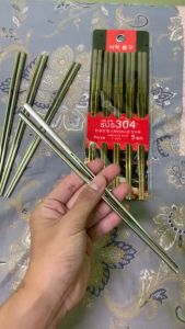 Bộ 5 Đôi Đũa Inox SUS 304 Đầu vuông Chống Trượt Cao Cấp