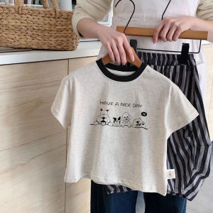 Cute Cartoon Print Cotton Short Sleeve T-shirt for Kids