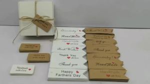 100TAG+20M string 7X2/4X2 cm white kraft paper handmade hang card