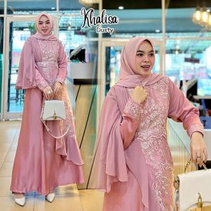 Khalisa Dress Pesta Terbaru Terlaris Murah Mewah Elegan Kekinian Gamis Pesta Kondangan Hari Raya