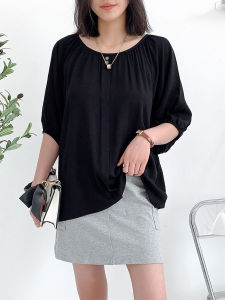 Màu Nguyên Chất Áo Thun Lụa Cotton Nữ Phong Cách Mùa Hè Mới Mỏng Tay Ngắn Dáng Rộng Phiên Bản Hàn Quốc Kích Thước Lớn Thiết Kế Giảm Béo