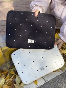 Thickened down Cotton Autumn Winter New Style Cute Polka Dot Embroidery Notebook Computer Bag Protective Cover for 11 13 15 Inch Tablet