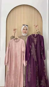 Ameella Dress Velvet Premium Baju Gamis Brukat Terbaru 2025 Warna Burgandy Mewah Elegan Size M L XL Dress Kondangan Pesta Lebaran Viral