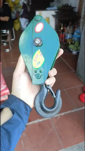 Puly Ròng Rọc Móc Xanh 0.5 T  Kéo Buộc Hàng – Vỏ Thép Đúc Cứng Cáp Bền Khỏe