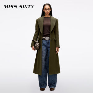 Wool Blend Long Single-Breasted Waist-Cinching Coat