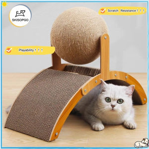 SKISOPGO Natural Sisal Cat Scratching Board with Ball Scratching Post for Cats and Kittens Cat Interactive Toy Abrasion-Resistant Cat Scratcher