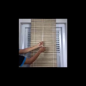 Tirai Gulung Teras Depan Rumah Tenun Lidi Motif Macan Lebar 50 cm CUSTOM