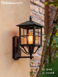 Hongdilai Solar Outdoor Wall Lamp Waterproof European Style House Balcony Exterior Wall American Outdoor Balcony Garden Lamp