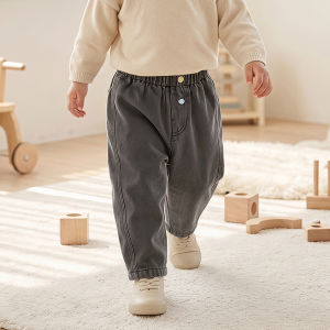Autumn Kids Pants and Jeans 1-6T Solid Color Korean Kids Clothes Loose Soft Girls Casual Pants Boys Denim Blue Trousers