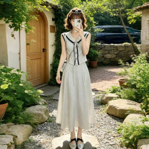 SENWA | College Style Naval Collar Striped Set Dress