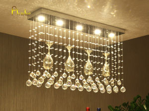 Modern Rectangular Crystal Chandelier Lighting Wave Raindrop Pendent Flush Mount Ceiling Light Fixture for Dining Room Kitchen Island Chrome