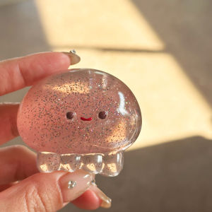 Glitter Jellyfish Squishy Toy - Cute Stress Relief Sensory Fidget Toys for All Ages Anxiety Squeeze Play Relaxation