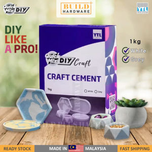YTL QuickMix DIY Craft Cement 1kg Art Cement Jar Pots Coaster Kraft Tangan Cement White/Grey Seni