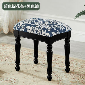 Luxurious Black Solid Wood Makeup Bench Soft Upholstered Fabric Art Mid-Century Style Bedroom Shoe Changing Bench Dining Table