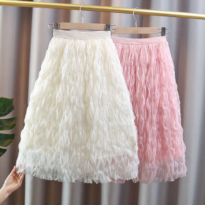 Girls Midi Skirt Puffy Sweet Cake Style Childrens Fashionable Big Kids Midi Skirt Summer Autumn New Arrival