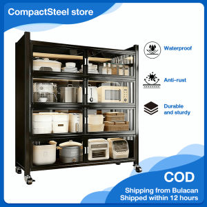 CompactSteel store Kitchen dust cabinet 3/4/5 Layers Kitchen Rack Rustproof Storage Cabinet Carbon Steel Multi-function Rack Enclosed Rack