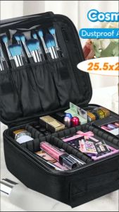 PACKONE Makeup Bag Lady Travel Cosmetic Bag Convenient Small Makeup Case Large Capacity And Multifunction Bag Follow Professional Makeup Artist Black