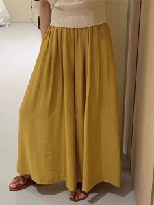 plus Size Casual High Waist Wide Leg Nine Pants Skirt Fashion Korean Style Loose Elastic Womens Autumn New Arrival