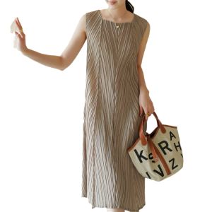 Sunya.1-Miyake Premium Pleated Pleat Dress | Summer High-End Soft Lightweight Sweet Lady Fashion Dress [7076]
