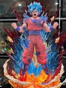 Dragon Ball Super Blue World King Punch Super Saiyan Goku Bursting Energy Scene Collectible Model Toy Gift for Teenagers