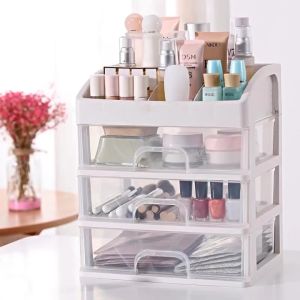 Rak Kosmetik 3 Laci / Rak Make Up Susun Tempat Kosmetik / Kotak Penyimpanan Serbaguna