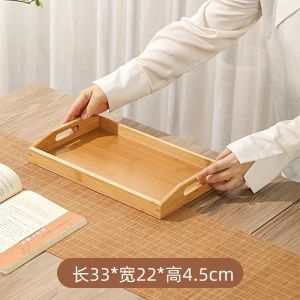 Extra Large Solid Bamboo Tray Wooden Tea Plate Coffee Afternoon Tea Serving Tray Hotel Towel Tray Rectangular Japanese Style