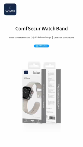 WiWU Comf Secur Watch Band Wi-WB201 | Premium Fluororubber Sport Strap | Hypoallergenic & Skin-Friendly | All-Weather High-Temperature Resistant | Fits 44mm 45mm 46mm 49mm - Black/Starlight/Grey - Shop Now!