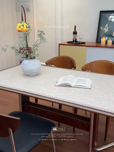 Non Slip Table Mat Chic Waterproof Oil Proof Heat Resistant Wash Free Stain Resistant French Retro Dining Coffee Table Protection Anti Scratch Durable PVC Home Decor Table Mat