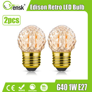 Grensk LED 220V 2 gói LED blub Antique Retro G40 E27 thấp Watt LED Edison Bulb 1W thay thế 10W bóng đèn sợi đốt Dimmable màu trắng ấm thay thế bóng đèn nhỏ