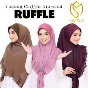 Tudung Bawal Chiffon RUFFLE Batu DIAMOND Scuba Awning Hijab VIRAL MURAH DOMAIN STORE
