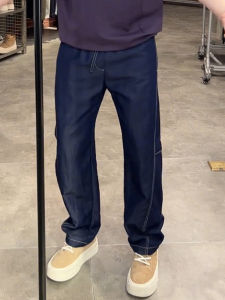 Spring Autumn New Style Mens Casual Loose Fit Straight Leg Jeans Breathable Anti-Wrinkle Comfortable Cotton Denim Pants