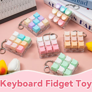 9-Keys Cartoon keycaps fidget Toy Finger Keychain Keyboard Clicker Fidget Toy Stress Relief Keyboard Switch Keycaps Toys