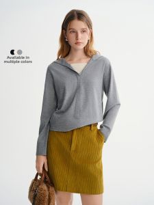 DUSHU | Pseudo Two-piece Hooded Sweater Dress Large Size