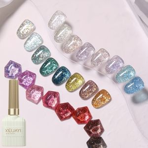 Bộ Dụng Cụ Trang Trí Móng Tay XEIJAYI 6 Món Với Keo Dán Móng 15ml Bộ Sơn Gel UV LED Tẩy Được