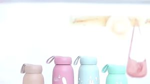 Bình đựng nước 320 ml giữ nhiệt lõi thuỷ tinh bọc nhựa lúa mạch cách nhiệt hai lớp