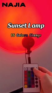 NAJIA Sunset Light Lamp 16 color Projection Lamp with Remote Control Rainbow Sunset Projection Light Selfie Party Living Room Bedroom TikTok Live Photography Atmosphere Light