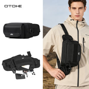 OTOHE Fashion Waist Bag Men Chest Bag Waterproof Sports Bag Large Capacity Casual Bag Lightweight Messenger Bag Outdoor Fitness Bag Business Bag