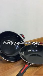 Wajan Hitam Enamel Anti Gores Lengket Kuali Penggorengan Bulat Besar Jumbo Cekung Kuping Panci Alat Masak Serbaguna GSF