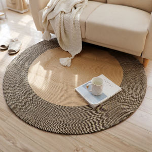 Handwoven Cotton Yarn round Carpet Living Room Tea Table Mat Ins Bedroom Bedside Circular Seat Cushion Homestay Chair Pad
