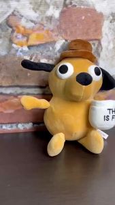25cm This Is Fine Meme Coffee Dog Plush Toy Soft Stuffed Doll Animals Kids Toy Gift for Children Boy Birthday