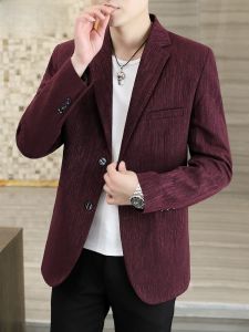 HENGYUANXIANG | Hengyuanxiang Mens Casual Slim Fit Spring Autumn Jacket Fashionable Korean Style Single-breasted Non-ironed Polyester Fiber