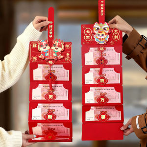 ซองสีแดงพับได้สำหรับปีใหม่จีน6ช่องตัวการ์ตูนม้าปี Hongbao 2026เทศกาลฤดูใบไม้ผลิซองสีแดงของขวัญเด็กจาก Angpao