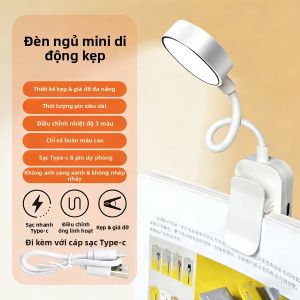 Đèn LED Sạc Được Đèn Đọc Sách Độ Sáng Có Thể Điều Chỉnh Đèn Kẹp Đèn Ngủ Dùng Cho Học Tập Đọc Sách Du Lịch Phòng Ngủ Đầu Giường Đèn USB Linh Hoạt