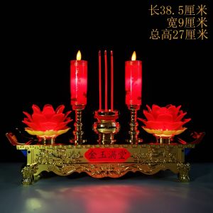 Electric Candle Holder Lotus Flower Lamp Buddha Offering Lamp Home Use Candle Stand Incense Burner Long Burning Offering Lamp